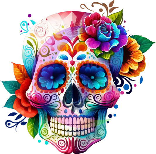 Dia de los muertos/Day of the Dead- flower skull