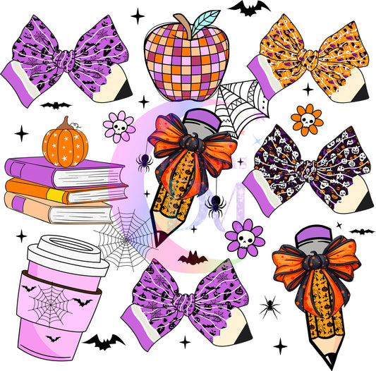 Halloween - coquette teacher , purple and orange