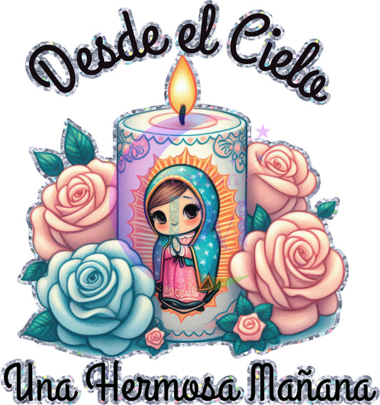 virgen de Guadalupe - desde el cielo una hermosa mañana , black , holographic outline