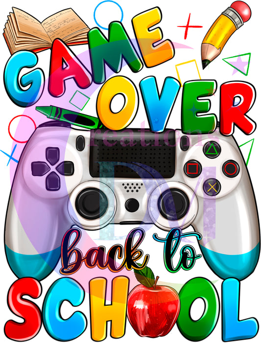back to school DTF - game over back to school