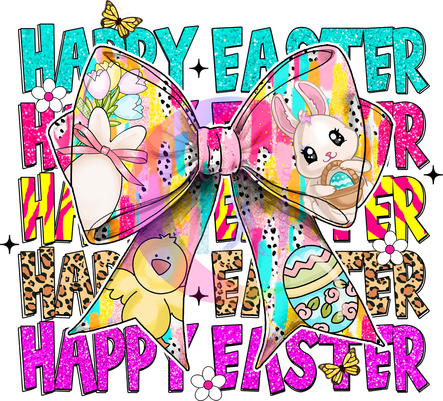 Easter - happy easter coquette bow colorful