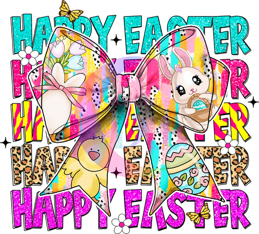 Easter - happy easter coquette bow colorful