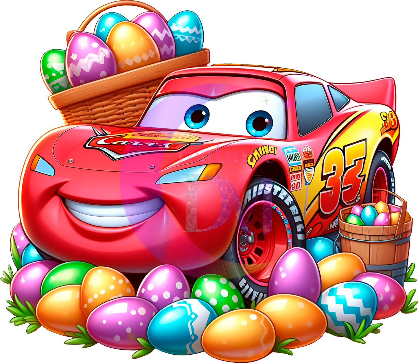 Easter " lighting mcqueen cars " eggs design DTF
