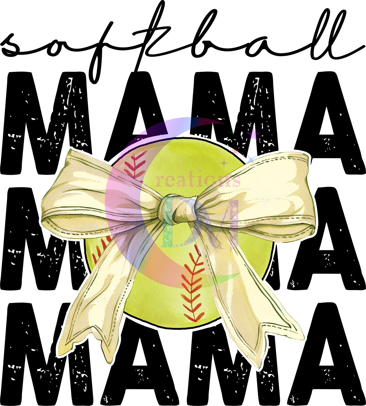 sports DTF - softball mama x3 bow