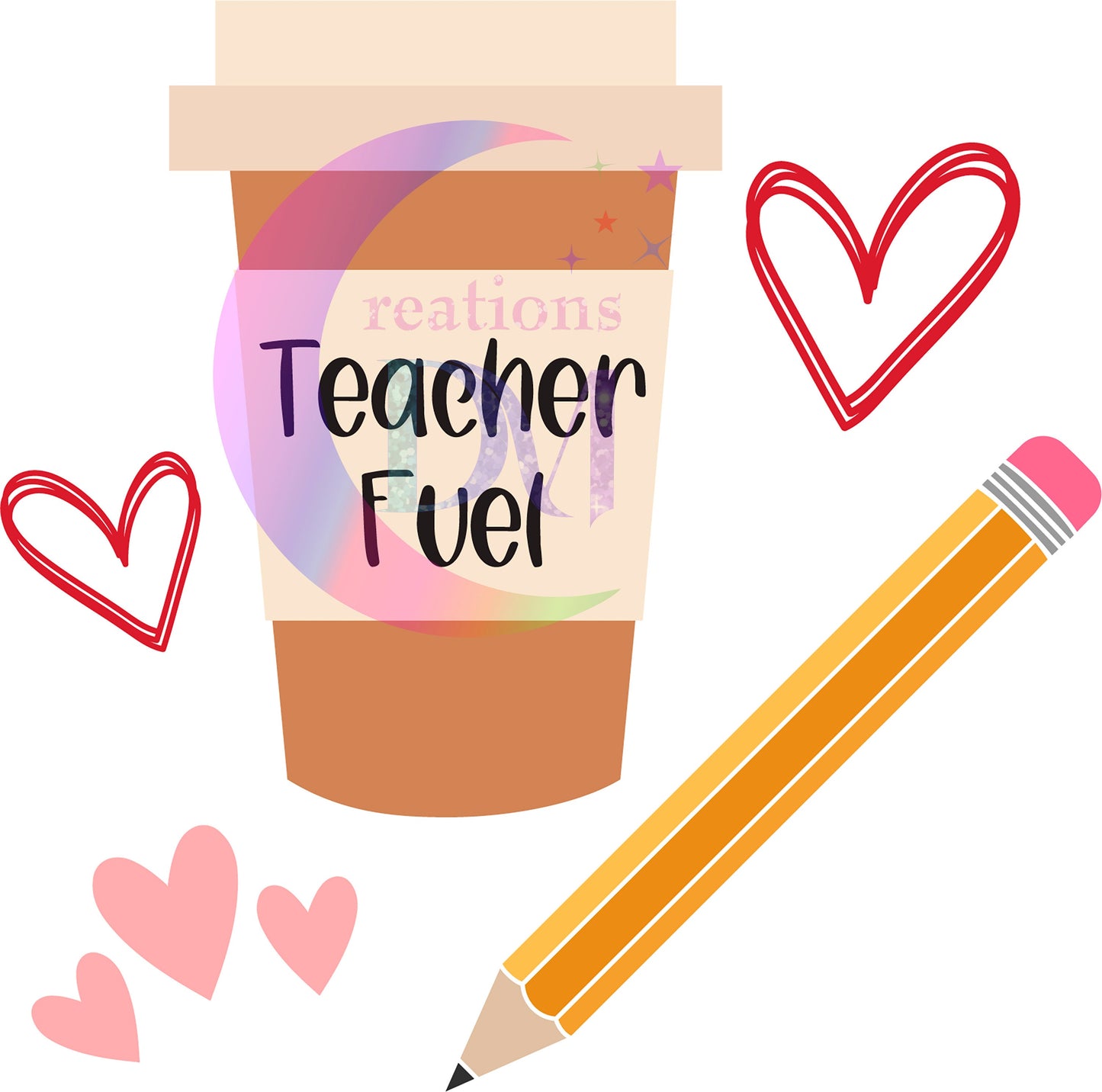 Teacher DTF - Teacher coffee fuel with pencil