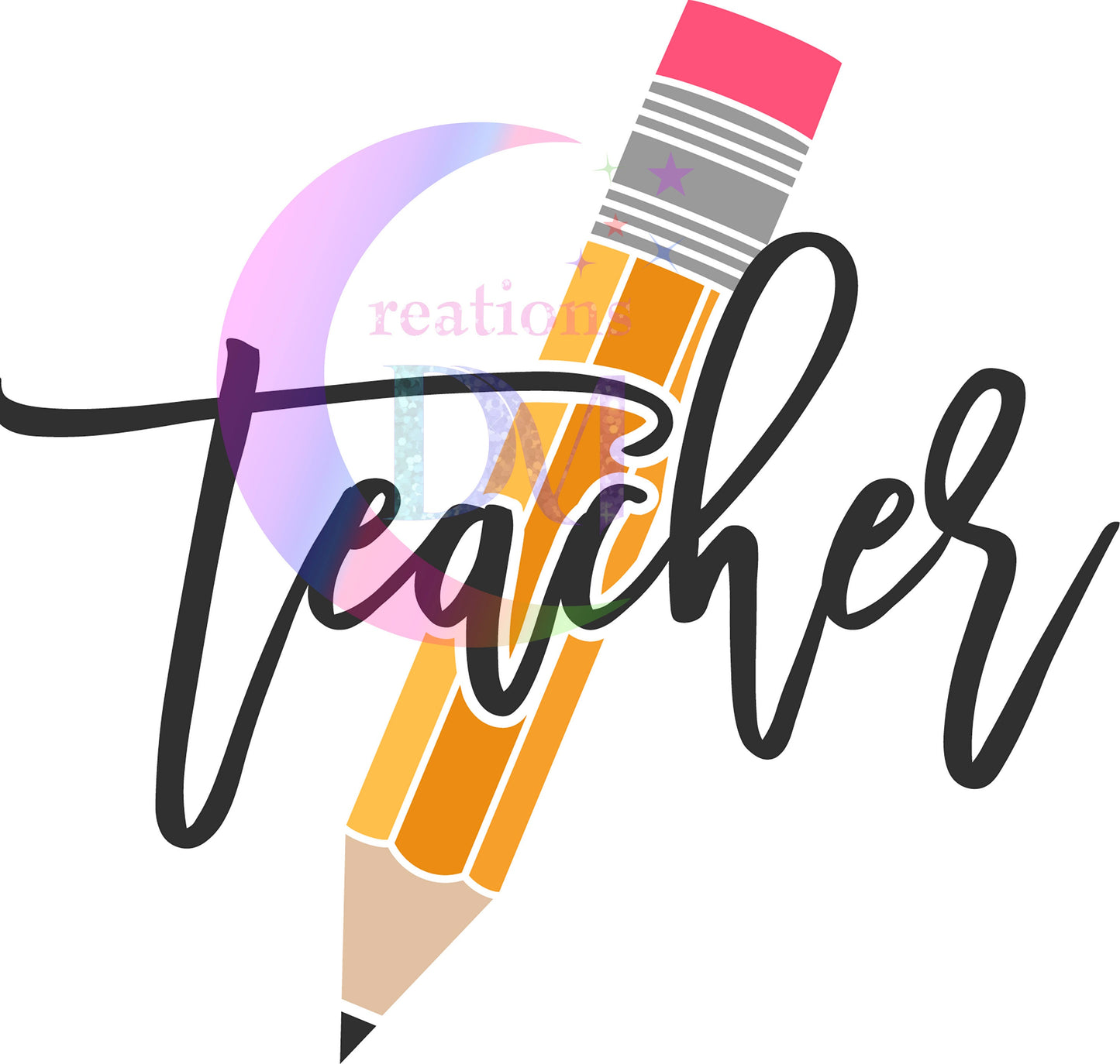 Teacher DTF - Teacher black letters with pencil