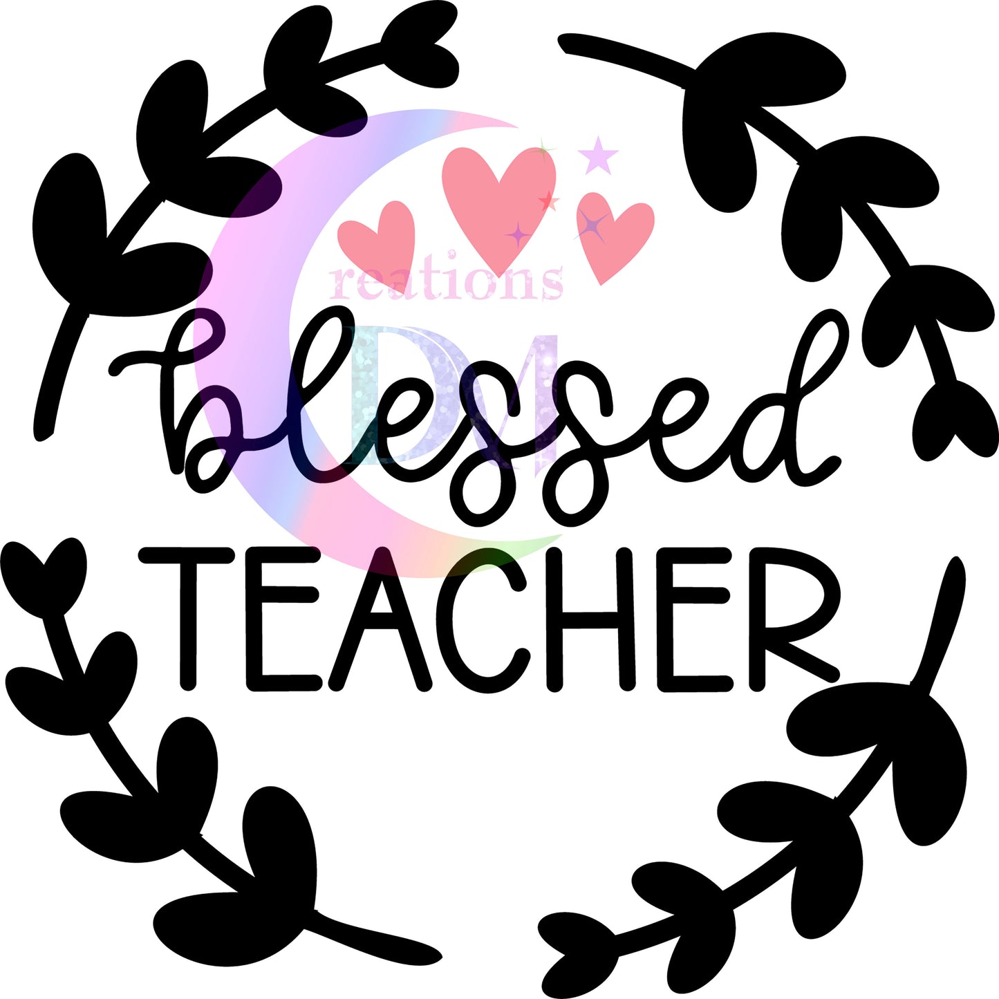 Teacher DTF - blessed teacher with leaves