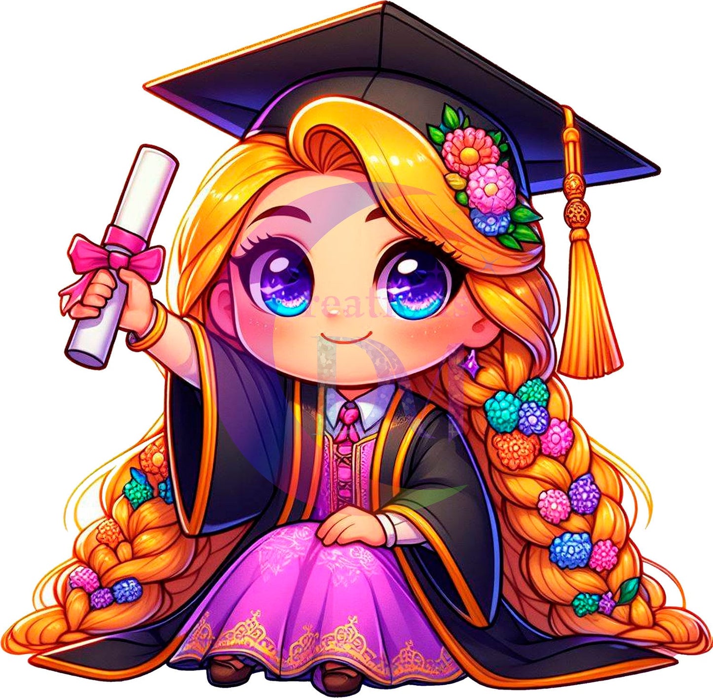 Graduation cartoon - RAPUNZEL DTF 01