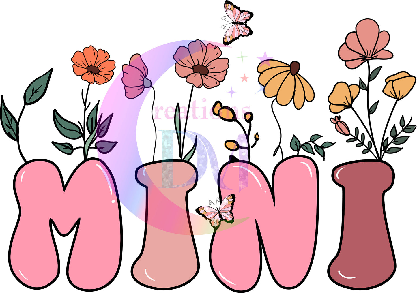 Mothers Day - mini with flowers in letters DTF
