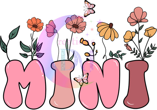Mothers Day - mini with flowers in letters DTF