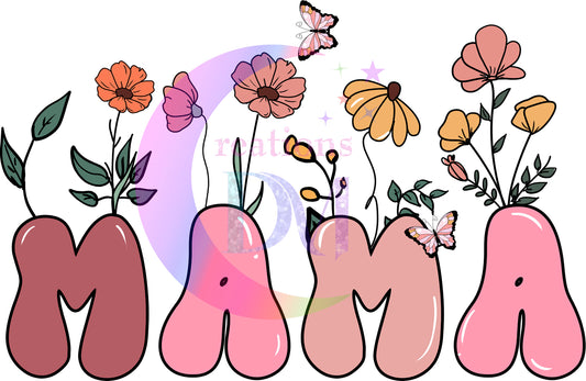 Mothers Day - mama with flowers in letters DTF