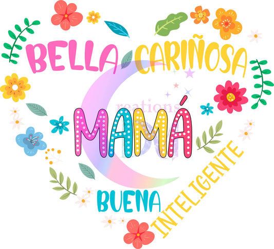 mothers day DTF - " mama heart with inspirational words "