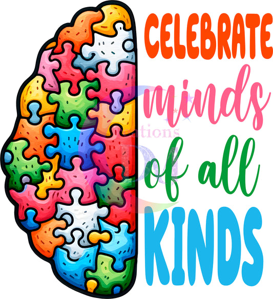 autism DTF - celebrate minds of all kinds brain