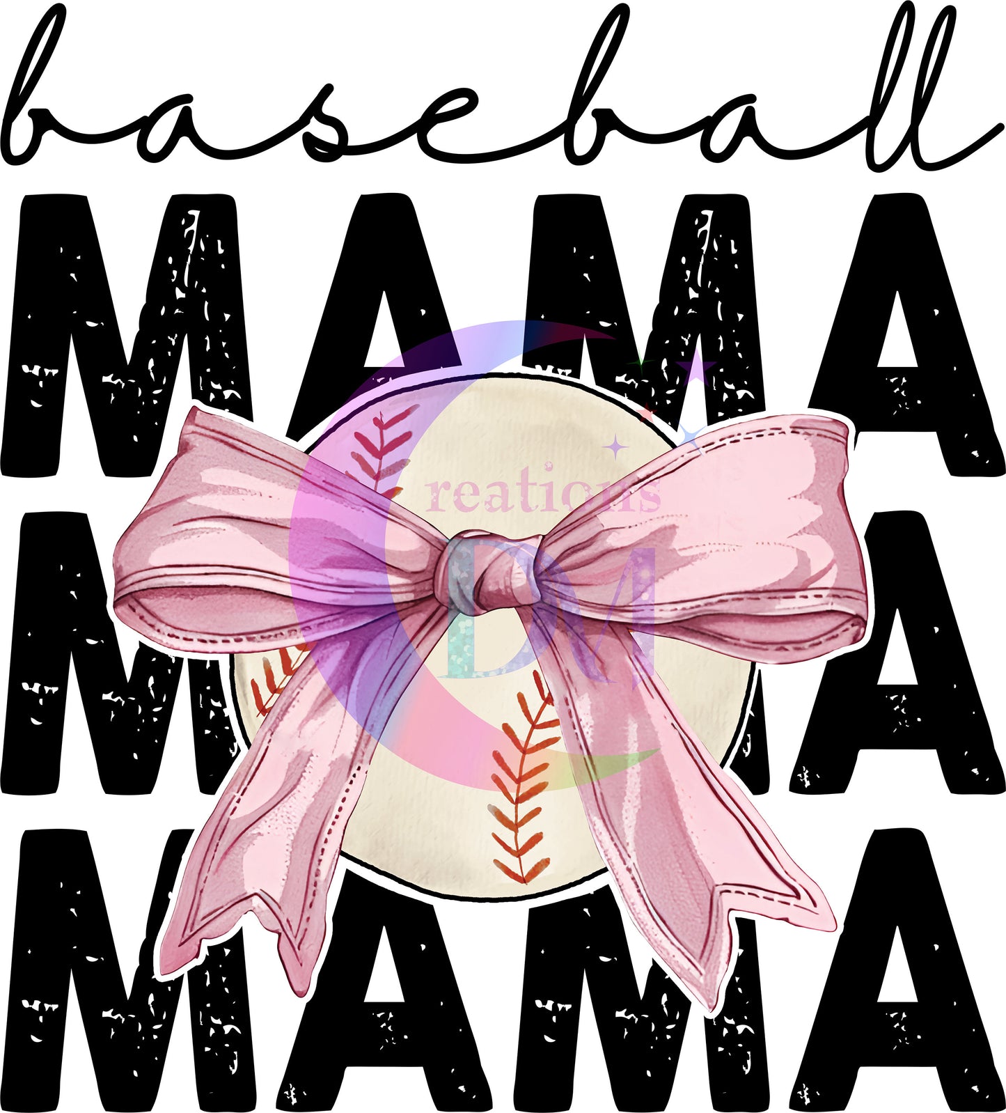 sports DTF - baseball mama x3 bow