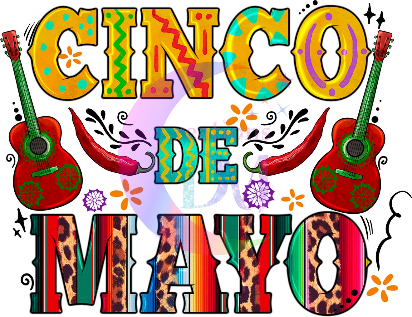 cinco de mayo DTF - cinco de mayo guitar and chili pepper