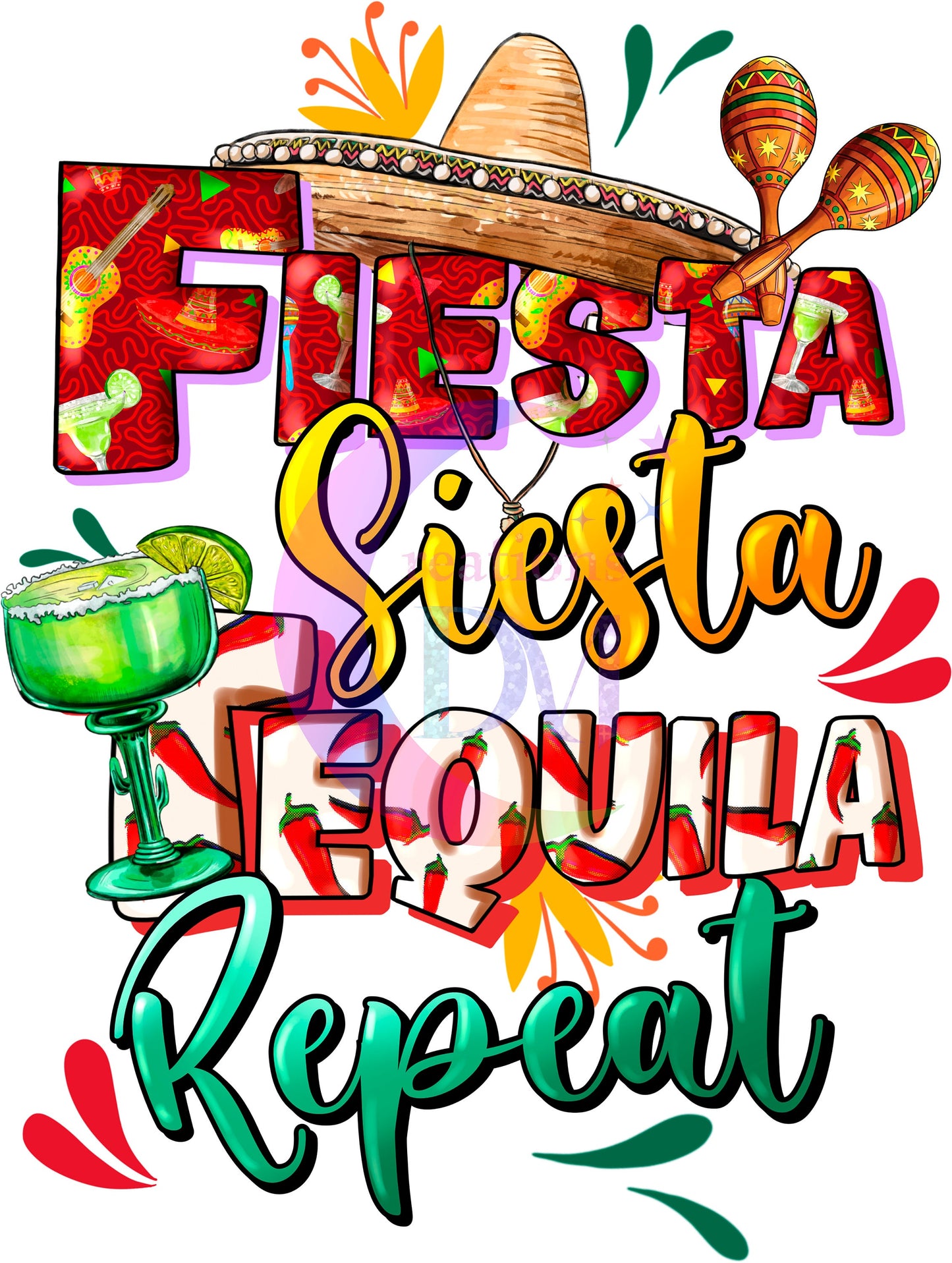 cinco de mayo DTF - cinco de mayo " fiesta , siesta , tequila repeat