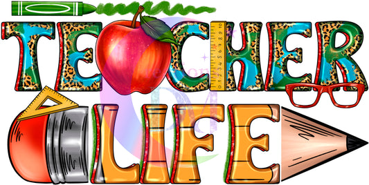 Teacher DTF - Teacher life pencil design DTF