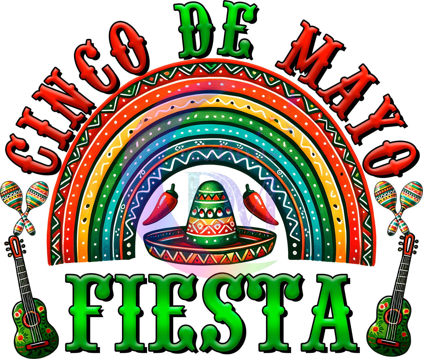 cinco de mayo DTF - cinco de mayo fiesta rainbow and green guitars