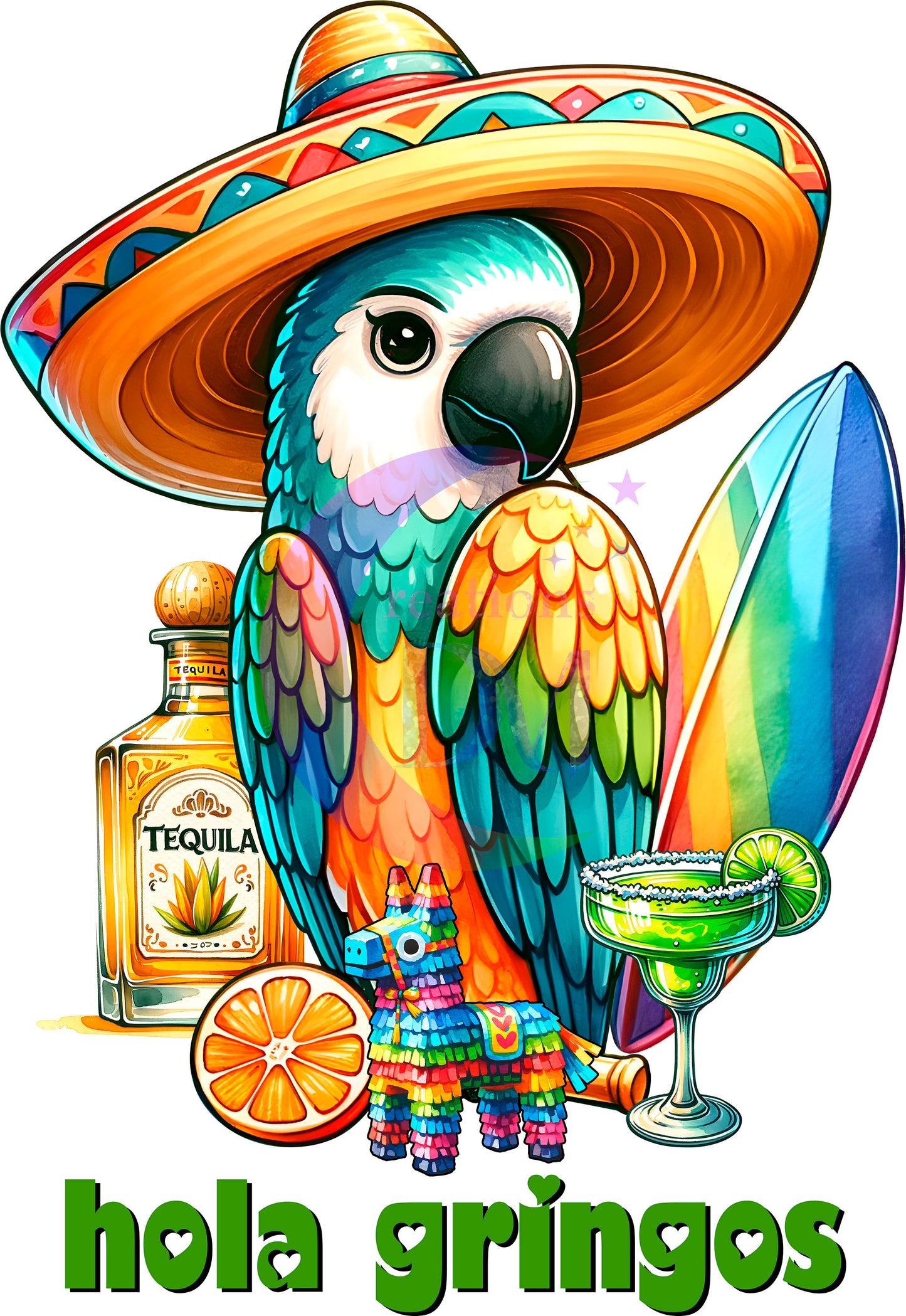 cinco de mayo DTF - hola gringos bird with tequila and margarita