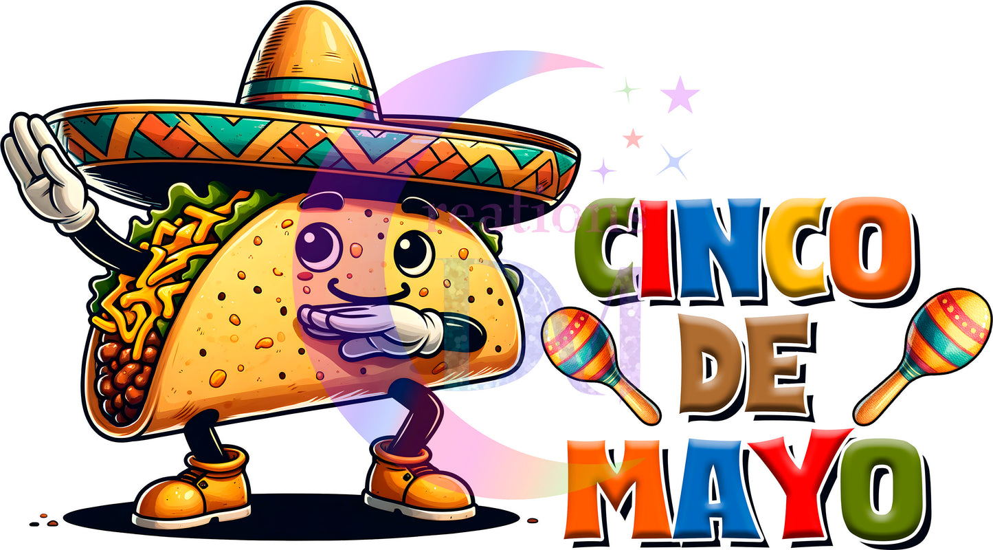 cinco de mayo DTF - cinco de mayo taco wearing sombrero