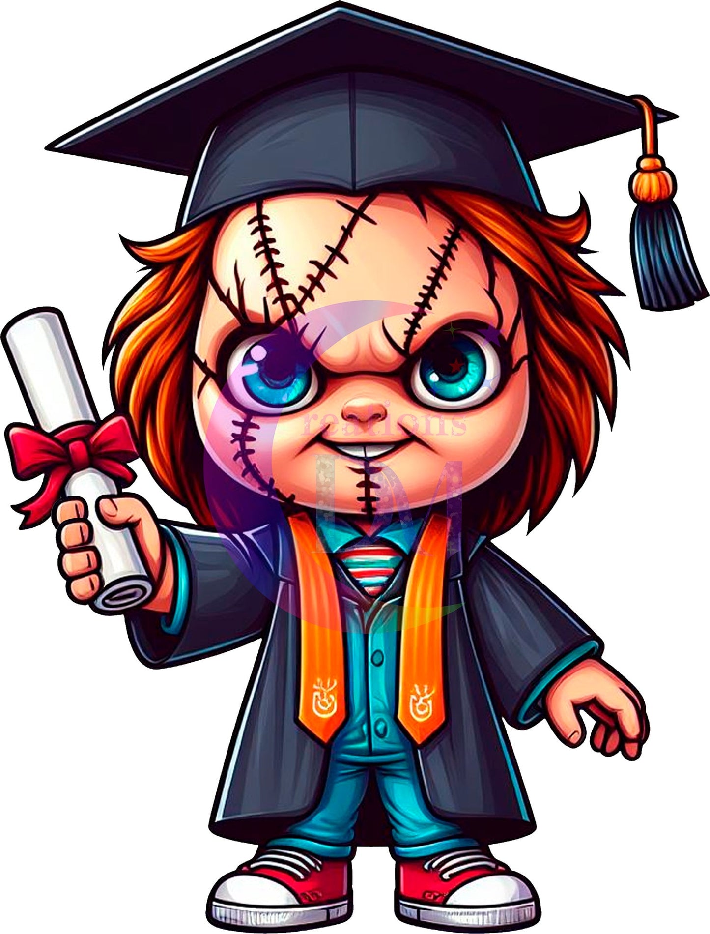 Graduation cartoon Spooky - Chucky graduation DTF 02