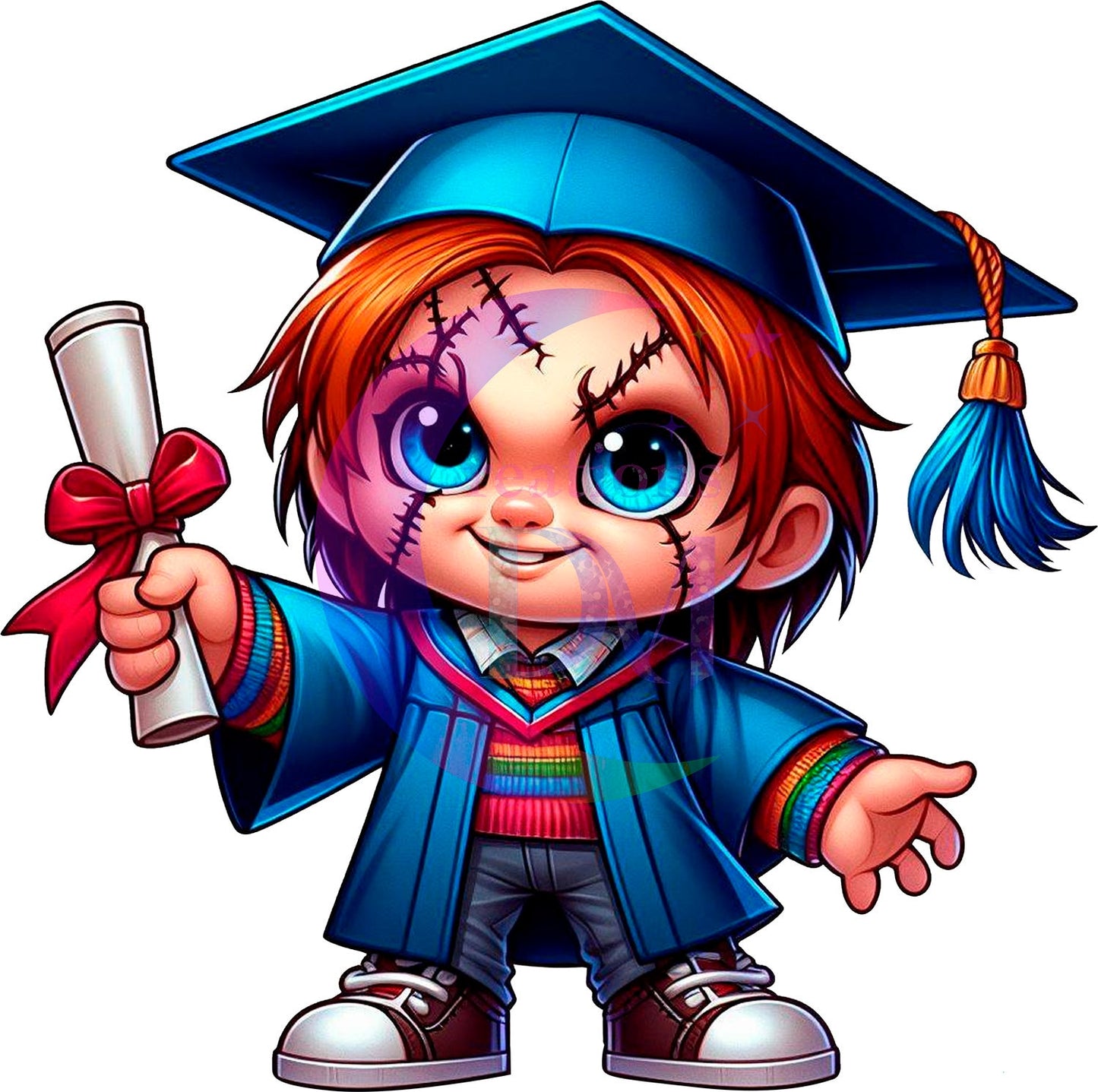 Graduation cartoon Spooky - Chucky graduation DTF 03