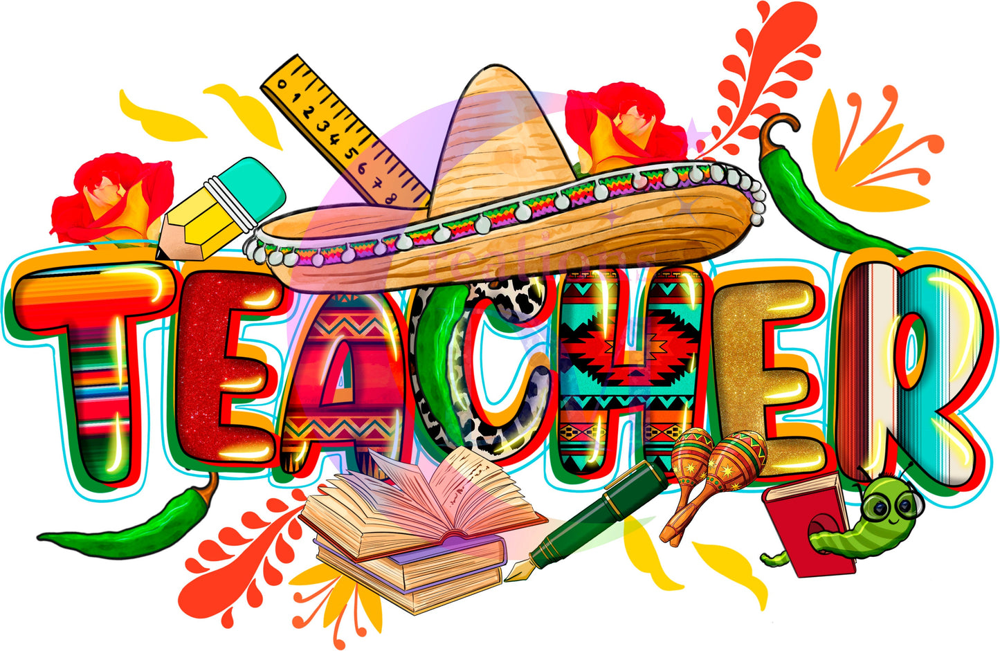 cinco de mayo DTF - cinco de mayo teacher with sombrero