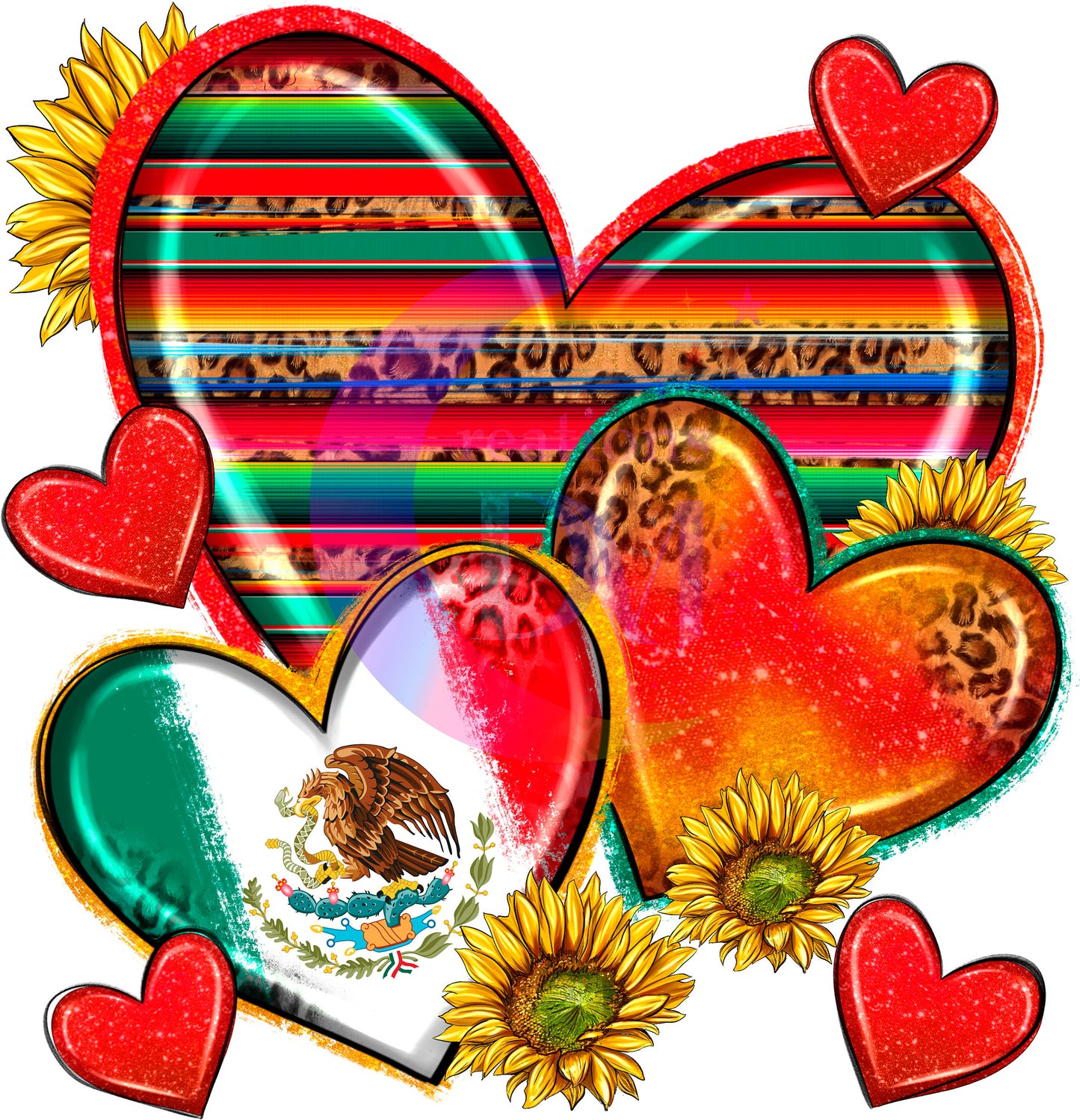 cinco de mayo DTF - 3 hearts with design