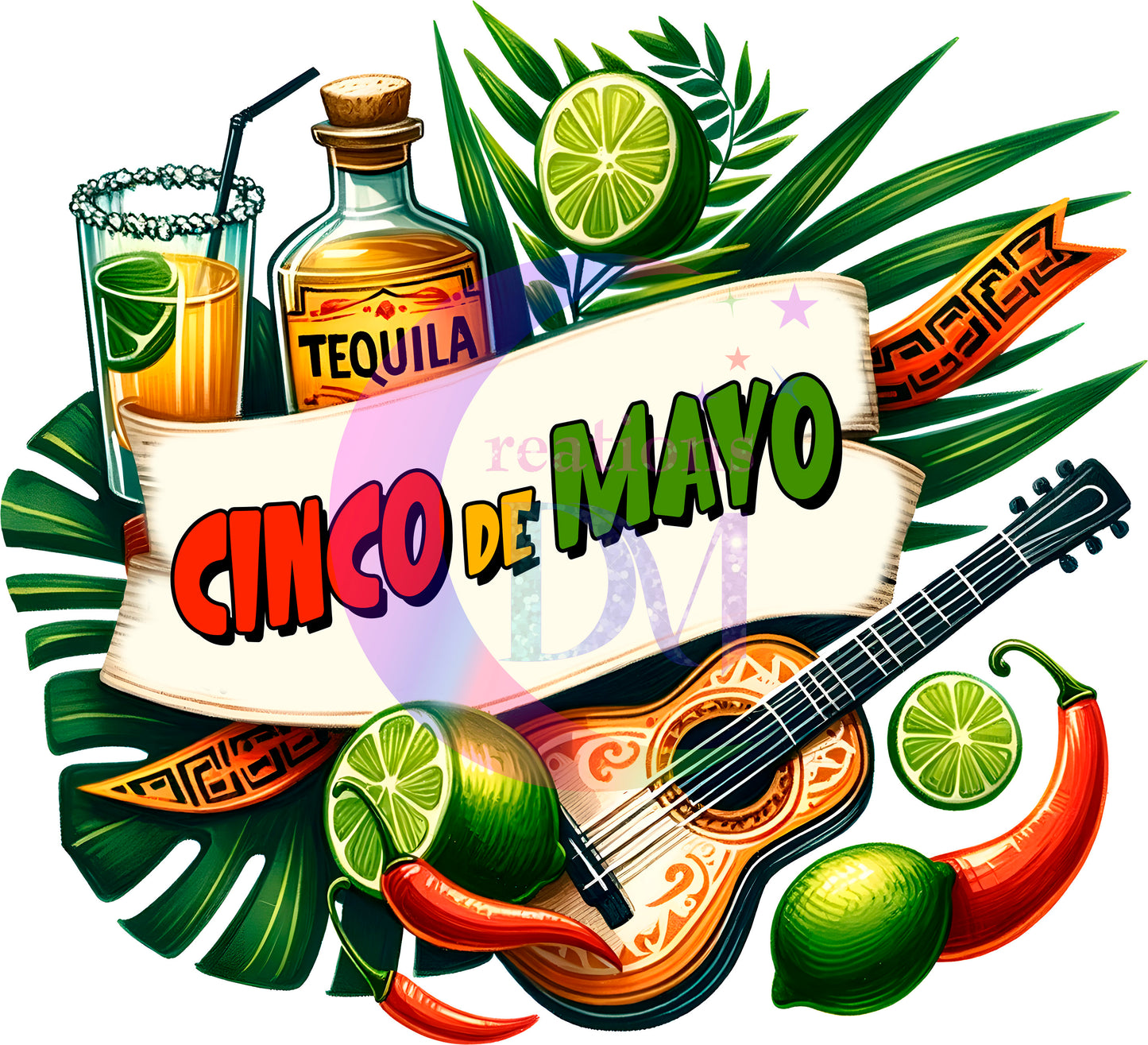 cinco de mayo DTF - cinco de mato lemons and leaves