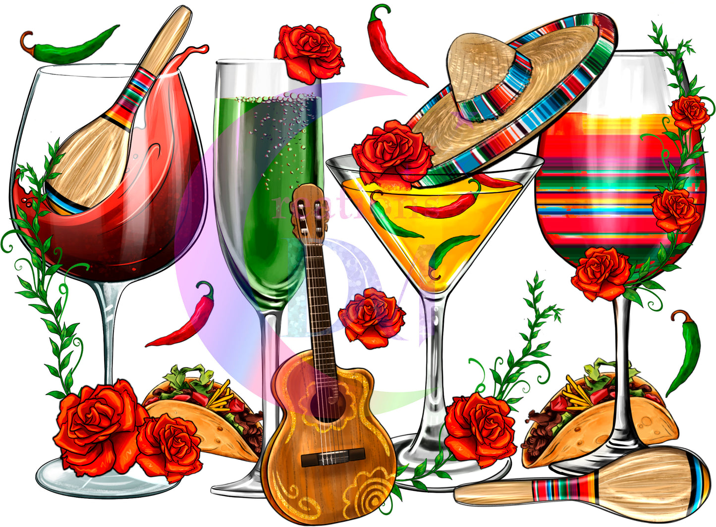 cinco de mayo DTF - wine and guitars