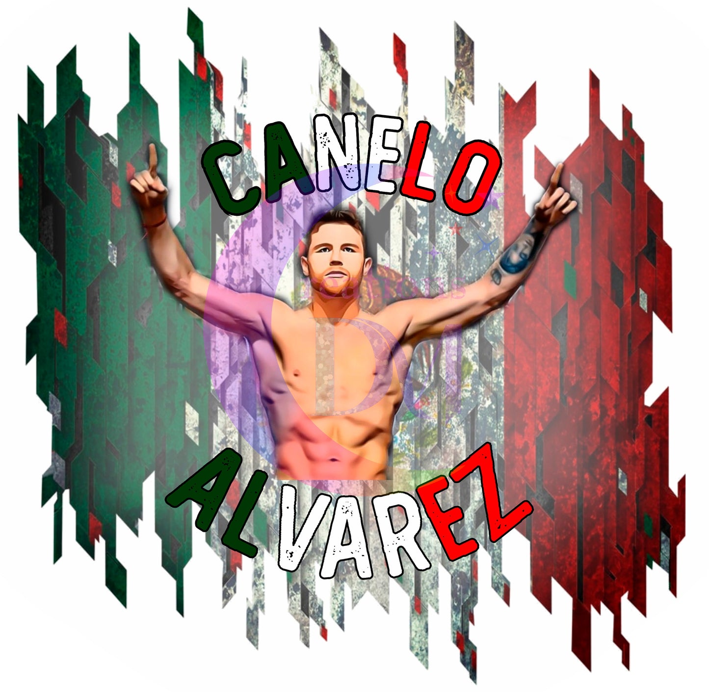 canelo DTF - canelo Álvarez with Mexican flag behind
