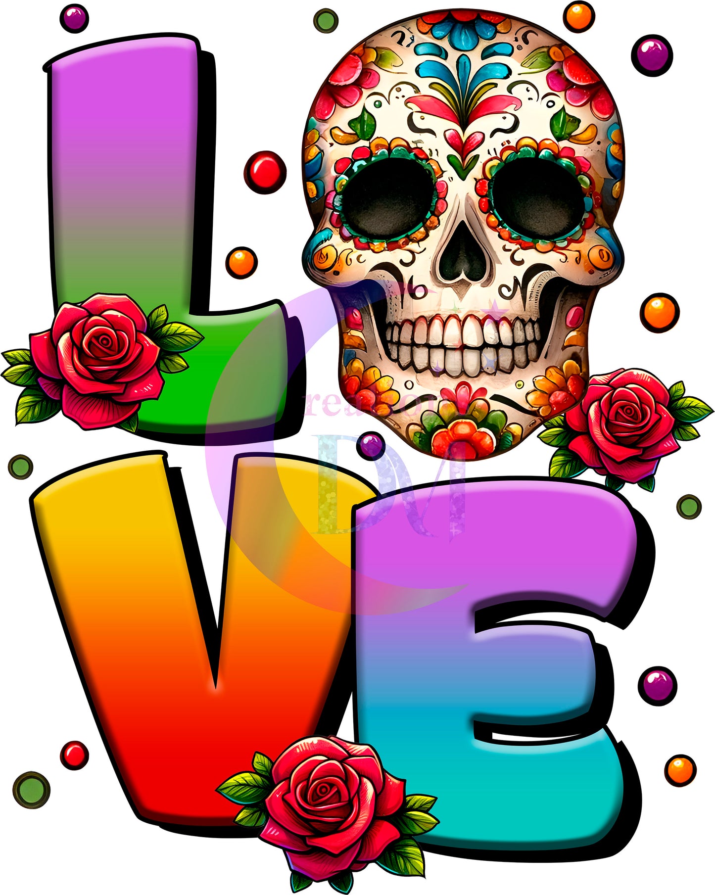 cinco de mayo DTF - " love " skull
