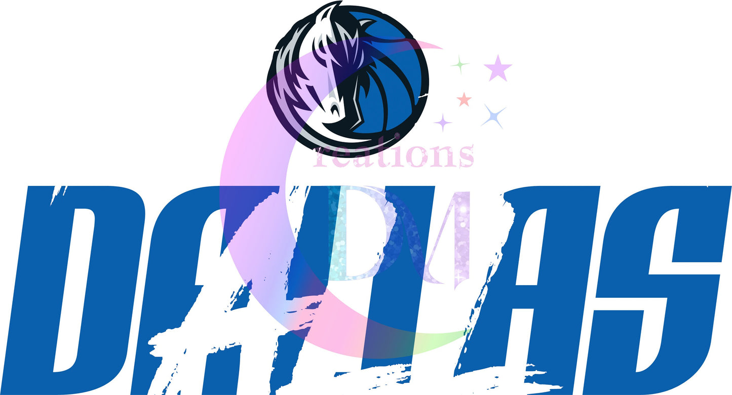 Dallas mavericks DTF -Dallas in big with small logo at the top