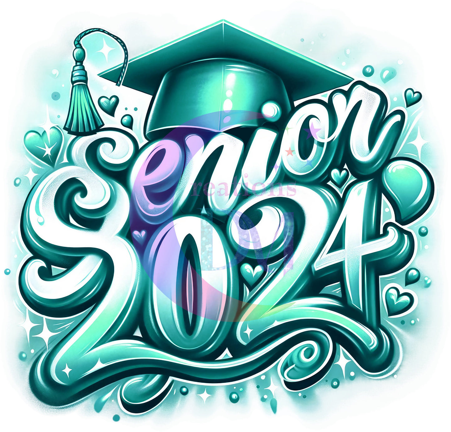 Graduate DTF - senior airbrush mint 2024