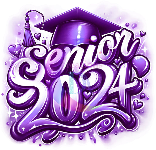 Graduate DTF - senior airbrush purple 2024
