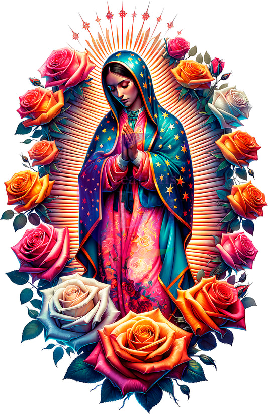 virgen de Guadalupe - lady of Guadalupe roses around