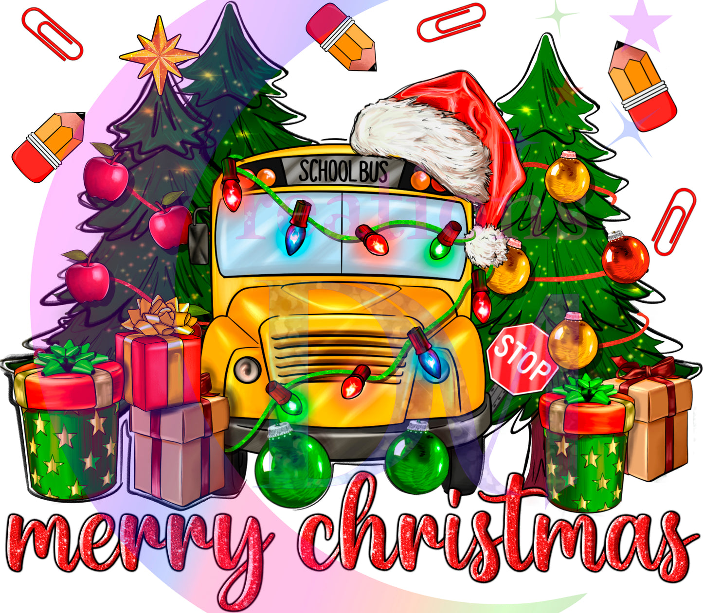 Christmas DTF - merry Christmas school bus