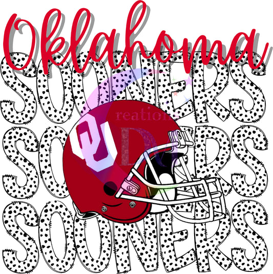 Oklahoma Football Sports - Oklahoma Sooners black outline red letters