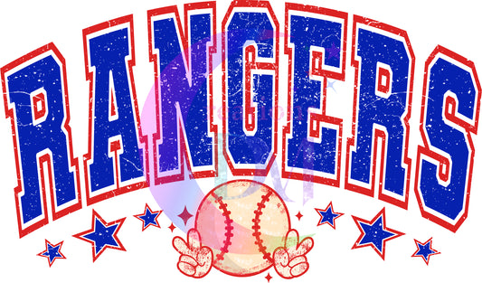 Texas rangers - BLUE RANGERS, RED OUTLINE