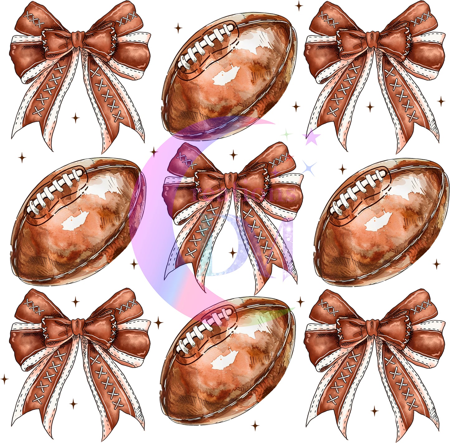 Football - ball and bow watercolor
