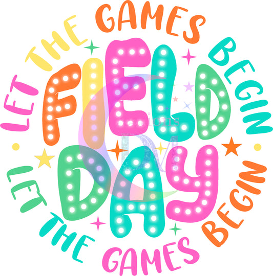 field day dtf - field day, pink, yellow, green and orange