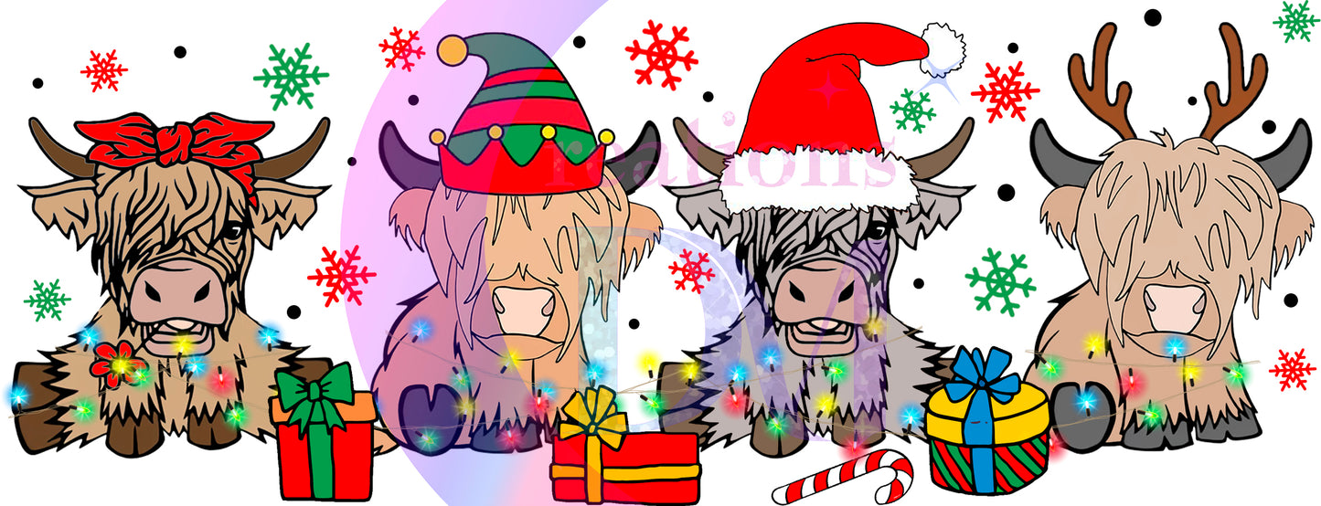 Christmas DTF - cows with Christmas hat