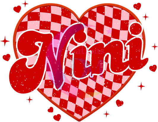 valentines heart " nini " DTF