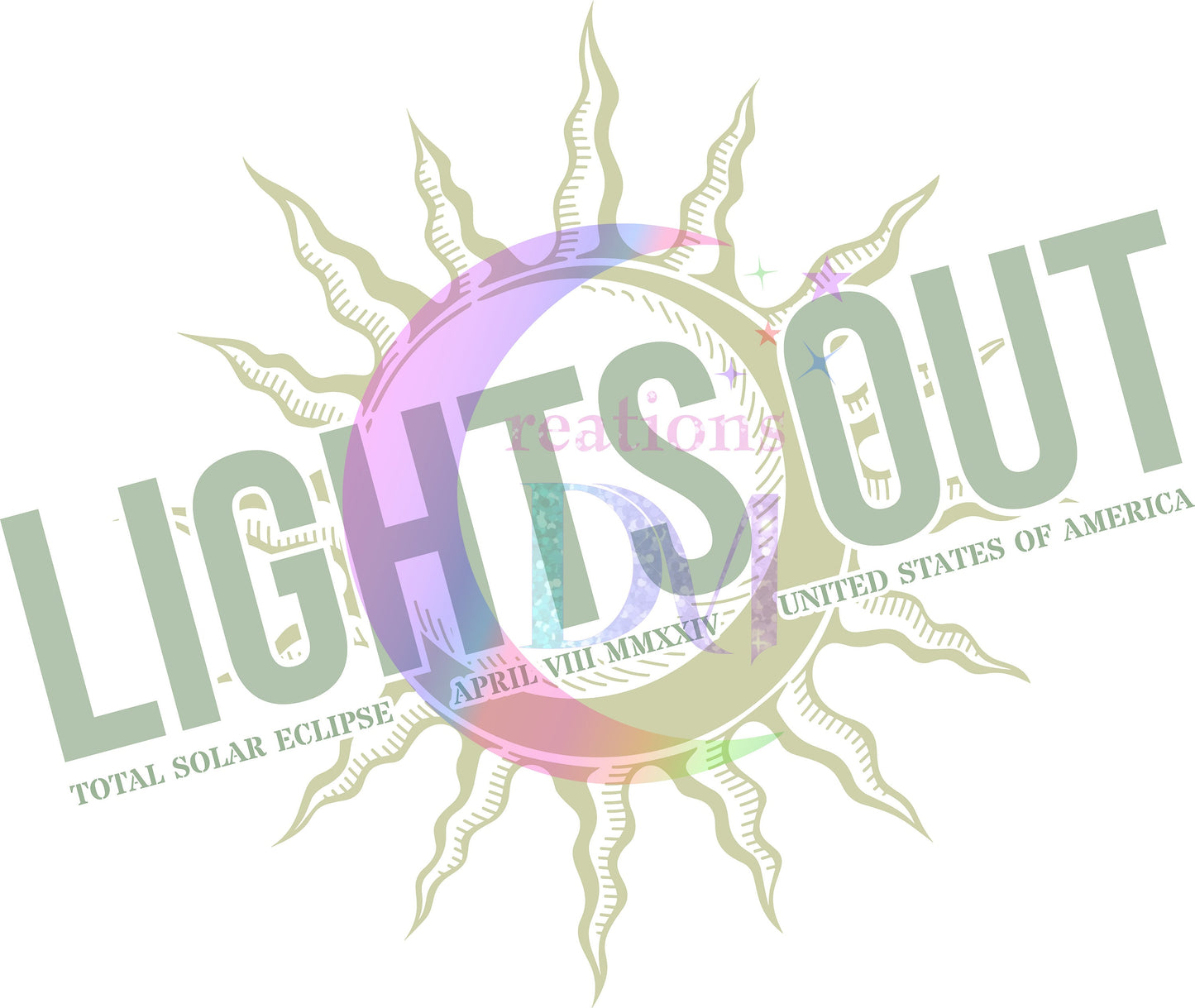 Solar Eclipse DTF lights out green