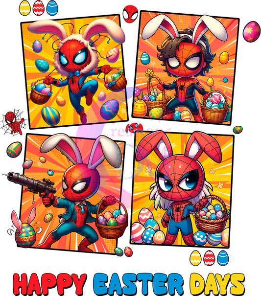 Easter super heroes : happy easter days 4 squares DTF 1