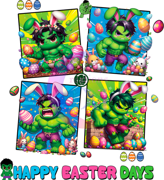 Easter super heroes : happy easter days 4 squares DTF 2
