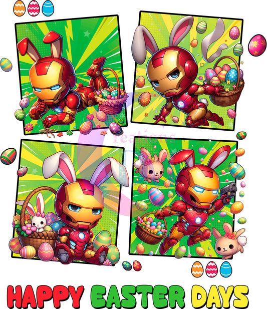 Easter super heroes : happy easter days 4 squares DTF 4