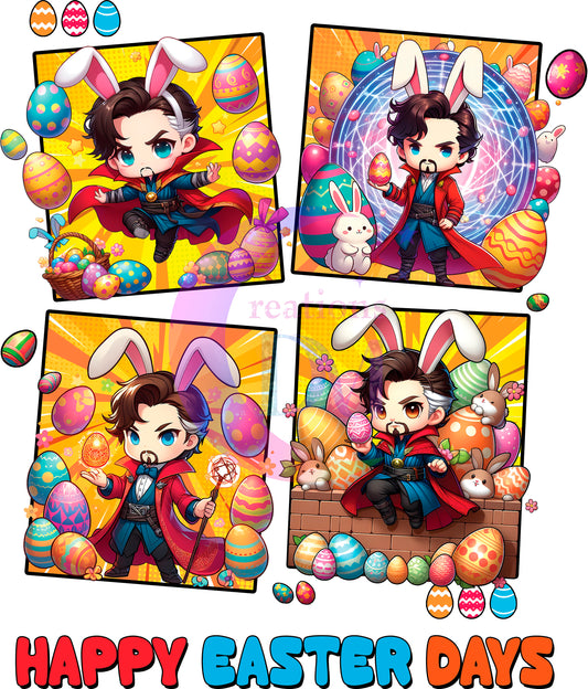 Easter super heroes : happy easter days 4 squares DTF 5
