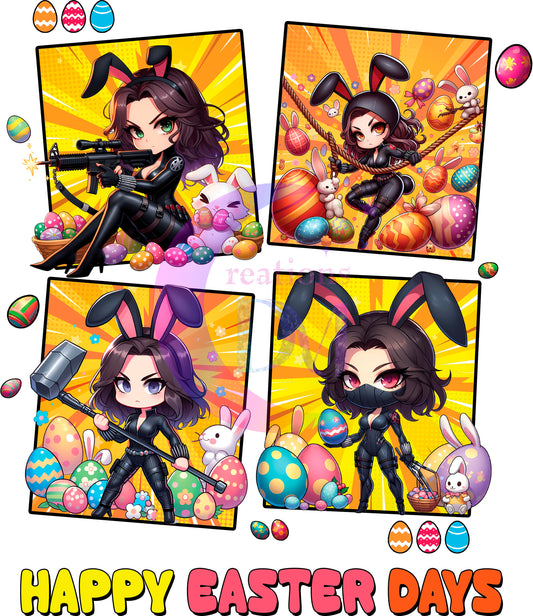 Easter super heroes : happy easter days 4 squares DTF 6