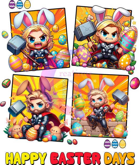 Easter super heroes : happy easter days 4 squares DTF 7